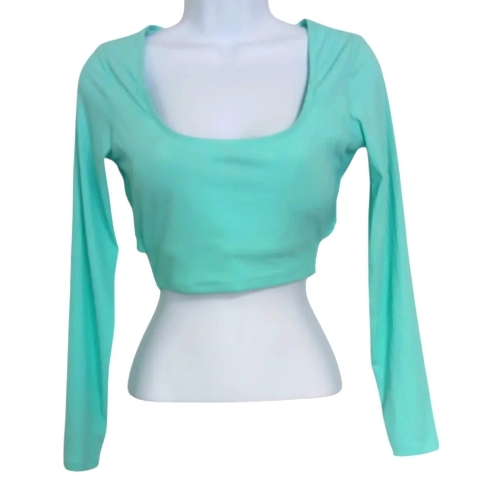 Celebrity Pink Swim Turquoise Long Sleeve Tankini Swim Top Size Medium